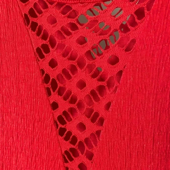 FREE PEOPLE | To the Point Lace Cutout Orange Mini Skater Dress Size L (No Tag) - Picture 4 of 8